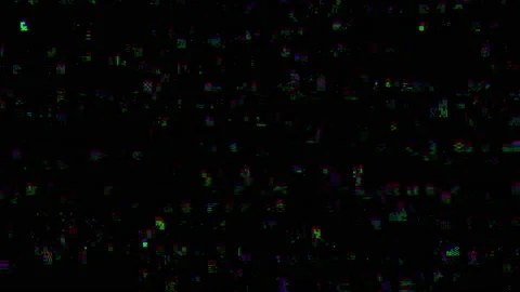Horizontal distortion of broken video image on black background Stock Footage 157446106