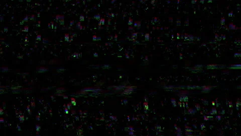 Horizontal distortion of broken video image on black background Stock Footage 157446363