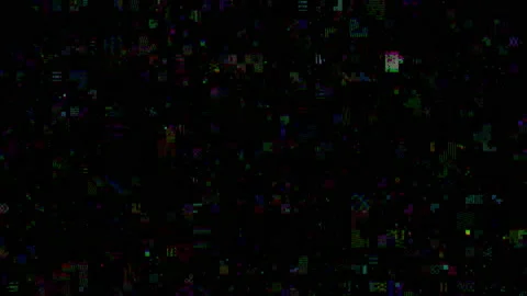 Horizontal distortion of broken video image on black background Stock Footage 157446498