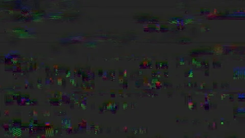 Horizontal distortion of broken video image on black background Stock Footage 157476729