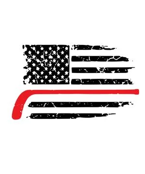 A horizontal distressed flag pattern features a single black hockey stick sil Stock Illustration