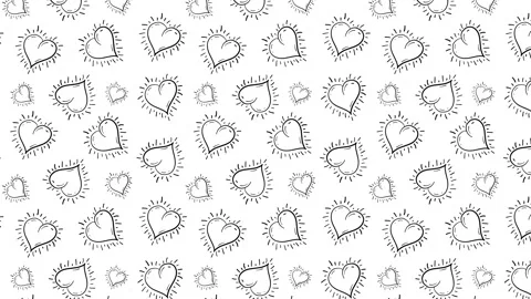 Horizontal Doodle Hearts Pattern Stock Footage 248391305