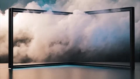 Horizontal double curved thin frame with a ninety-degree angle, with dry ic.. Stock Footage 273954497