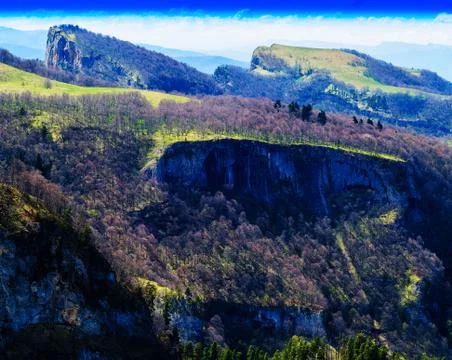 Horizontal dramatic mountain landscape background Stock Photos