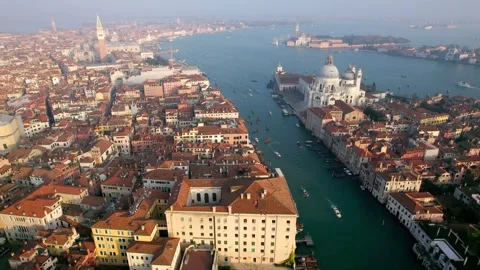 Horizontal drone filming of Venice in 4K resolution during the autumn season. Stock Footage 291404409