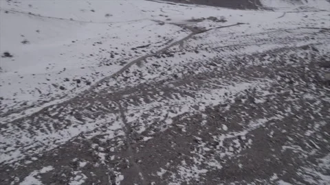 Horizontal drone video of Snow Covered Mountains (RAW, unedited) Stock Footage 324940431