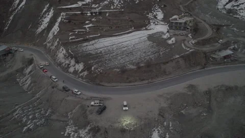 Horizontal drone video of Snow Covered Mountains (RAW, unedited) Stock Footage 324941357