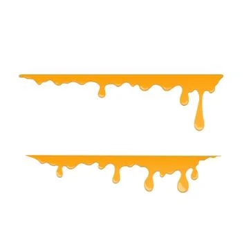 Horizontal drops of honey on white background. Isolated caramel spot Illustrazione stock