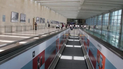 Horizontal escalator at Ben Gurion Airport. Tel Aviv. Israel Stock Footage