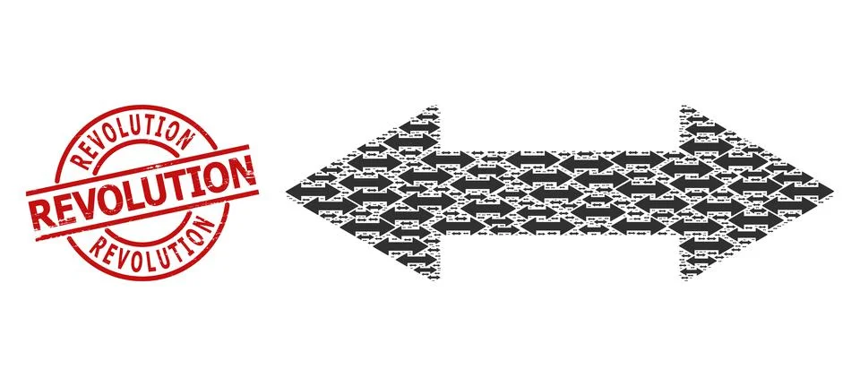 Horizontal Exchange Arrow Icon Recursive Composition and Distress Revolution Stock Illustration
