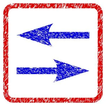 Horizontal Exchange Arrows Grunge Framed Icon Stock Illustration