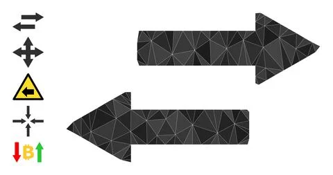 Horizontal Exchange Arrows Polygonal Icon and Other Icons Illustrazione stock
