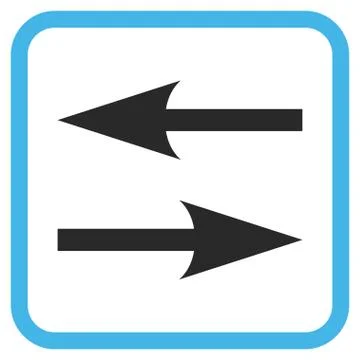 Horizontal Exchange Arrows Vector Icon In a Frame Stock Illustration