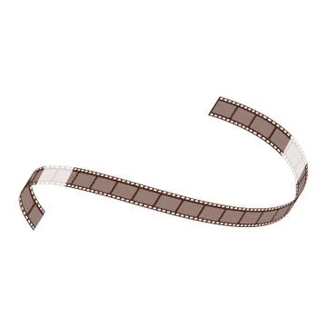 Horizontal film strip with blank frames curls and twists diagonally. 스톡 일러스트