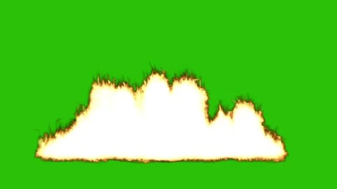 Horizontal fire flame burning animation on green screen Stock Footage 315152075