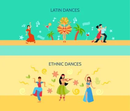 Horizontal Flat dance Style Banners Stock Illustration
