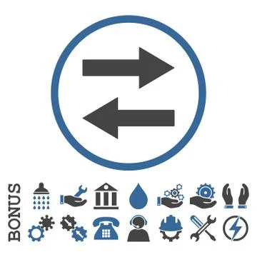 Horizontal Flip Arrows Flat Rounded Vector Icon With Bonus Stock Illustration