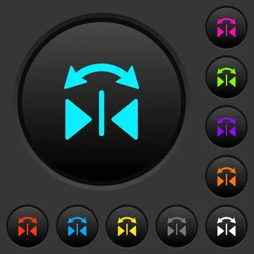 Horizontal flip dark push buttons with color icons Stock Illustration