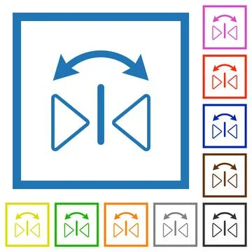 Horizontal flip outline flat framed icons Stock Illustration