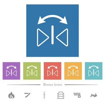 Horizontal flip outline flat white icons in square backgrounds Stock Illustration