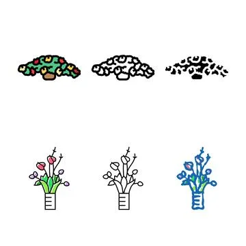 Horizontal flower arrangement color icon types vector Ilustração Stock