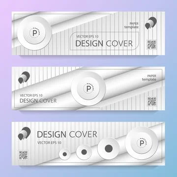Horizontal flyers cut paper Illustrazione stock