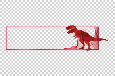 Horizontal frame art ornament with polygonal dinosaur character clipart 스톡 일러스트