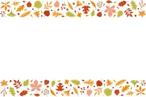 Horizontal frame with autumn leaves Stock Illustration