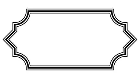 Horizontal frame border, vintage frame decorative border simple outline black Stock Illustration