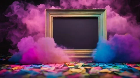 Horizontal frame with a dark field in the middle with colorful petals scatt.. Stock Footage 273954516