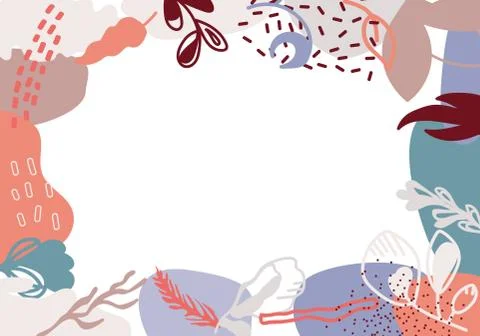 Horizontal frame doodle art abstract floral vector 스톡 일러스트