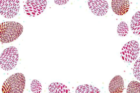 Horizontal frame with Easter eggs with a pattern of blue and red stripes. Stock Illustration