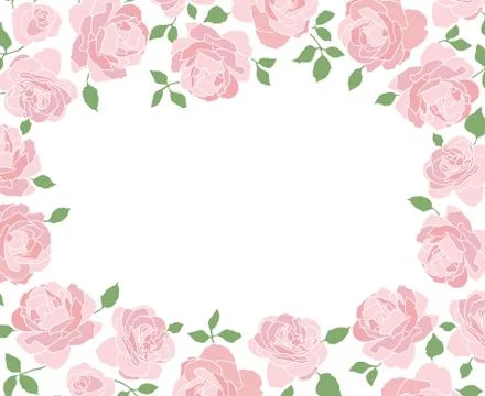 Horizontal frame made of hand drawn roses Stock Illustration