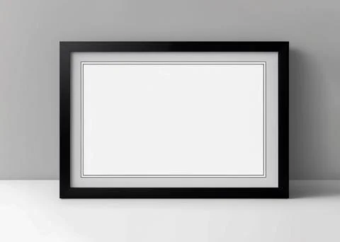 Horizontal frame mockup. Blank frame on office shelf, diploma degree certif.. Stock Illustration