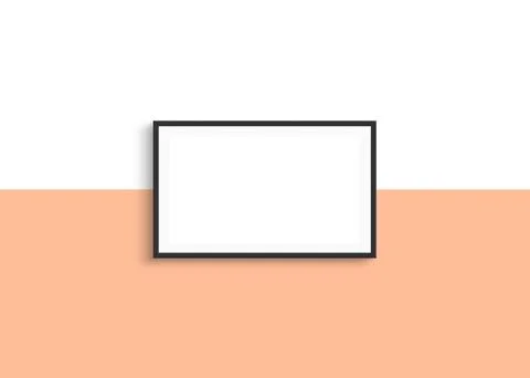 Horizontal frame mockup design on peach fuzz color background Stock Illustration