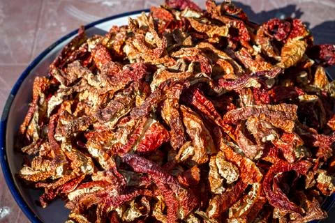 Horizontal frame shoot of dried red chili peppers Stock Photos