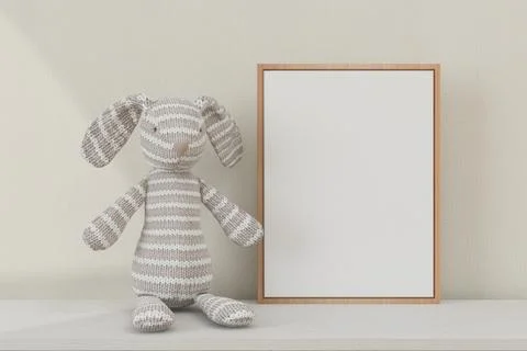 Horizontal frame, table decor. Child room. Frame mockup. 库存插图