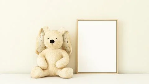 Horizontal frame, table decor. Child room. Frame mockup. Ilustração Stock