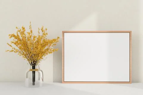Horizontal frame, table decor. Frame mockup. Illustration