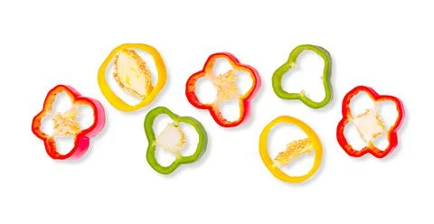 Horizontal fresh pepper bell vegetable banner on white background Stock Photos