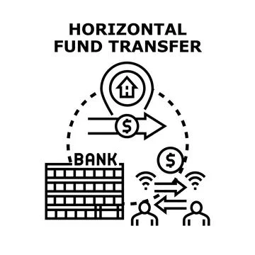 Horizontal funds transferring between banking accounts and individuals Stock Illustration