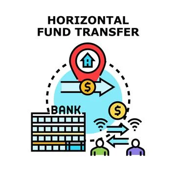 Horizontal funds transferring between banking accounts and individuals Stock Illustration