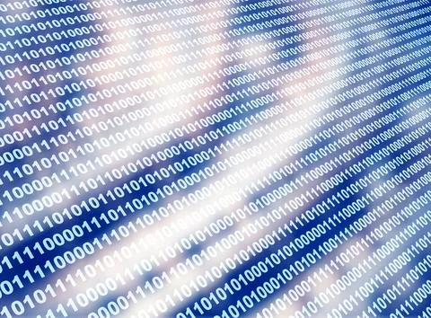 Horizontal futuristic background with binary code and abstract circuit boar.. Stock Photos