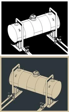 Horizontal gas oil separator isometric illustrations Stock Illustration