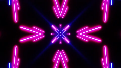 Horizontal glowing lines move in space. Kaleidoscope VJ loop. Stock Footage 207422232