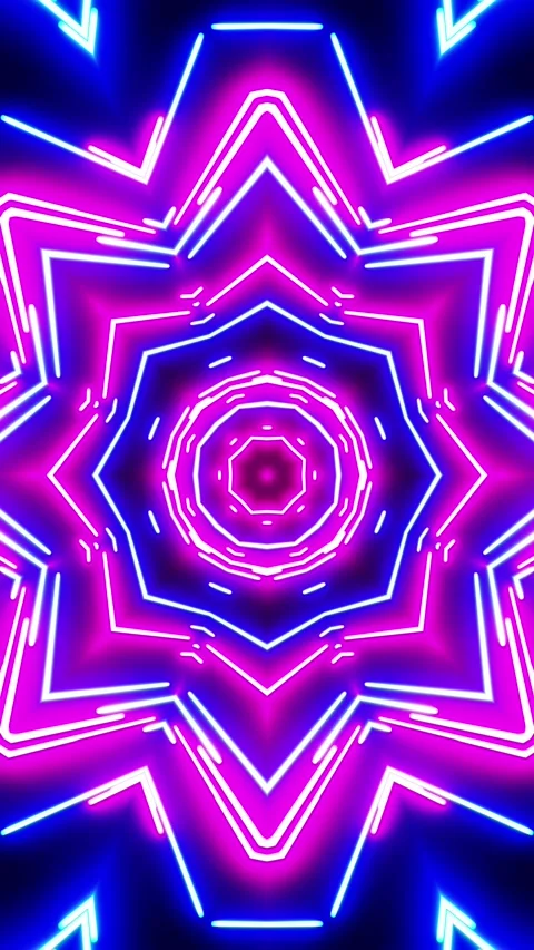 Horizontal glowing lines move in space. Vertical looped Kaleidoscope video Stock-Footage 228028284