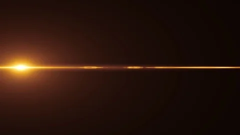 Horizontal golden sun moving lights optical lens flares overlay shiny animation Video stock 85024876