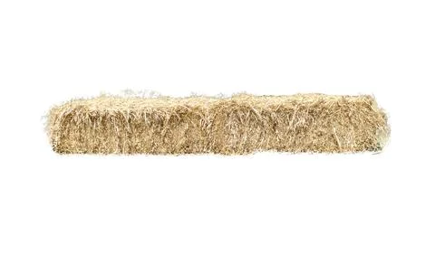 Horizontal golden yellow haystack isolated on white background Stock Photos