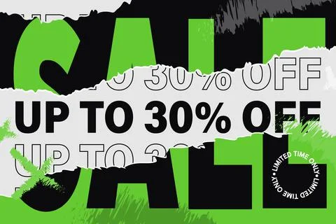 Horizontal green background black friday sale vector 30 percent discount Stock Illustration