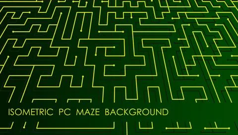 Horizontal green circuit isometric board abstract Stock Illustration